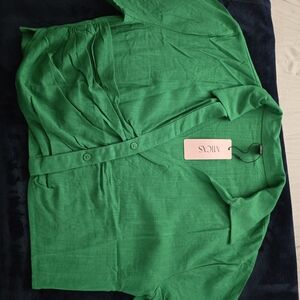 Vibrant Green Linen Blouse